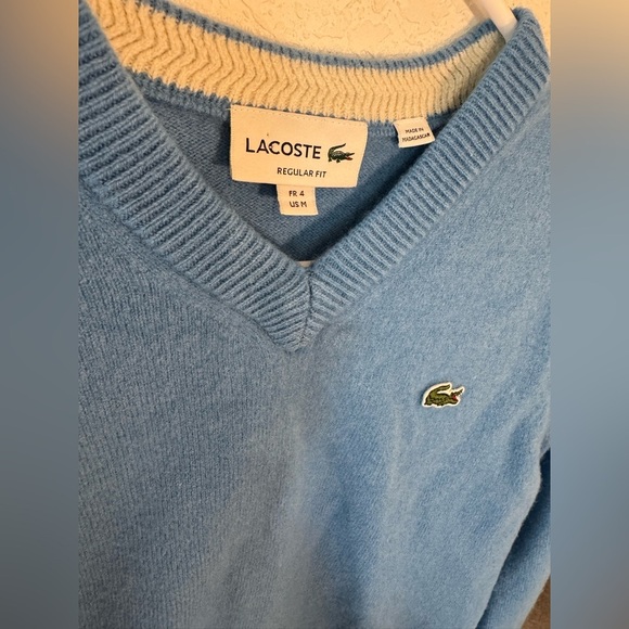 Lacoste Wool V Neck Sweater Mens Medium Logo Vintage Y2K Retro Preppy 80s 90s - Picture 5 of 8